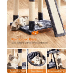 Cat Tree Articles for Cats Products Large Cat Tower 3 Plush Perches Pet Board Beds and Furniture 2 Caves 66.5 Inches Smoky Gray