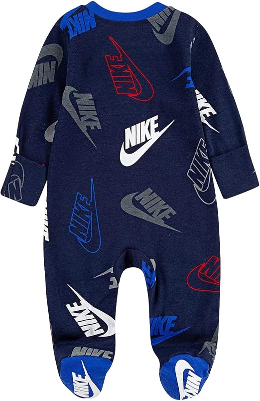 Nike Kids Baby Girl's Sportswear All Over Print Smiley Long Sleeve Footed Coverall (Infant) Rompers