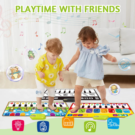 Musical Piano Mat for Kids Toddlers Floor Keyboard Dance Mat with 8 Instrument Sounds 10 Music Keys Baby Mat Educational Toys - Elite Edge Essentials 