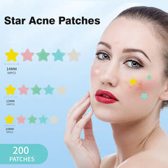 QUSTERE Pimple Patches for Face Hydrocolloid Acne Patches Versitile Cute Star Zit Covers Spot Stickers Mild and Non-Irritating Patches 5 Color 3 Sizes (10Mm, 12Mm & 14Mm) |200/400 Pcs Skincare Skin Repair Salicylic Tea Tree