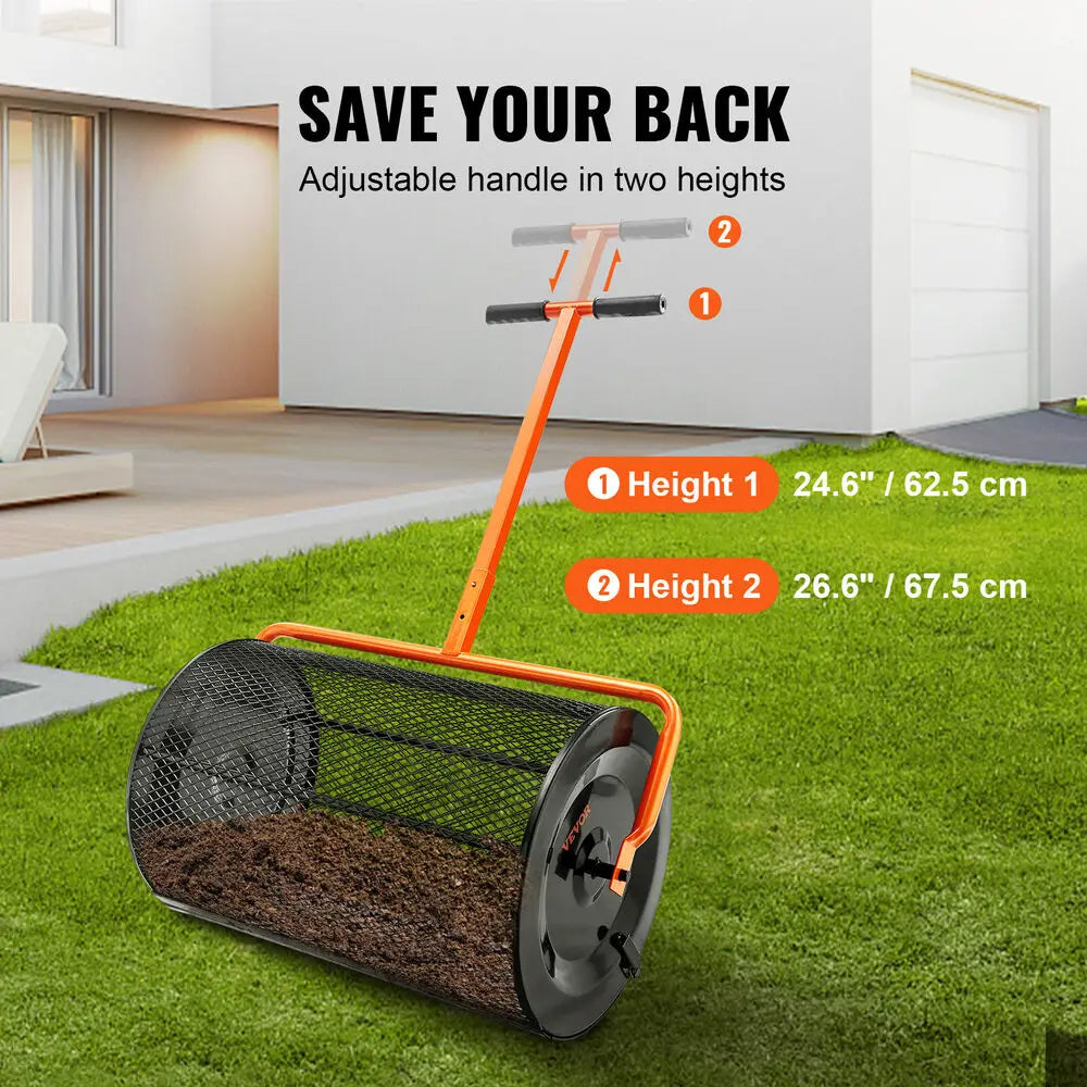 Compost Spreader Peat Moss Spreader 24" Wide 24.4-26.4" Height Adjustable - Elite Edge Essentials 