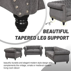 Living Room Furniture, Modern 3-Piece Including Three-Seater, Loveseat and Single Chair,Dutch Velvet Upholstered Sofa Set - Elite Edge Essentials 
