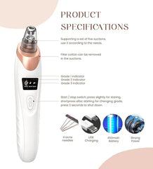 2024 Newest Blackhead Remover Pore Vacuum,Facial Pore Cleaner-5 Suction Power,5 Probes,Usb Rechargeable Blackhead Vacuum Kit Electric Acne Extractor Tool for Adult，Delivery 3-7 Days