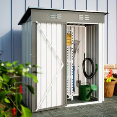 5'X 3'Outdoor Storage Shed with Singe Lockable Door,Galvanized Metal Shed with Air Vent Suitable for the Garden,Tiny House Storage Sheds Outdoor for Backyard Patio Lawn