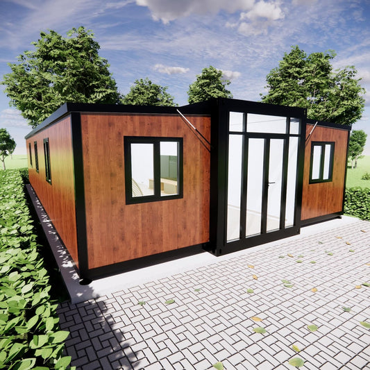 40FT Tiny House to Live In,Portable Prefab House with 3 Bedroom,1 Full Equiped Bathroom and Kitchen,Prefabricated Container House for Adults Living,Foldable Mobile Home with Steel Frame