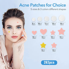 QUSTERE Pimple Patches for Face Hydrocolloid Acne Patches Versitile Cute Star Zit Covers Spot Stickers Mild and Non-Irritating Patches 5 Color 3 Sizes (10Mm, 12Mm & 14Mm) |200/400 Pcs Skincare Skin Repair Salicylic Tea Tree