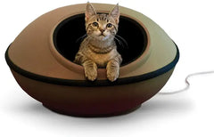 K&H Pet Products Thermo-Kitty Mod Dream Pod Heated Cat Bed for Large Cats, Indoor Heated Cat Cave, Thermal Cat Mat Hideaway For
