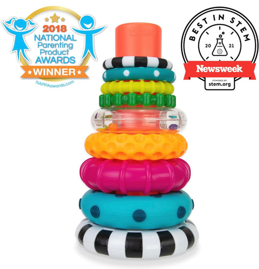 Sassy Stacks of Circles Stacking Ring STEM Learning Toy, Age 6+ Months, Multi, 9 Piece Set - Elite Edge Essentials 