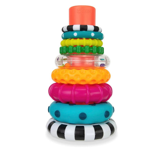 Sassy Stacks of Circles Stacking Ring STEM Learning Toy, Age 6+ Months, Multi, 9 Piece Set - Elite Edge Essentials 