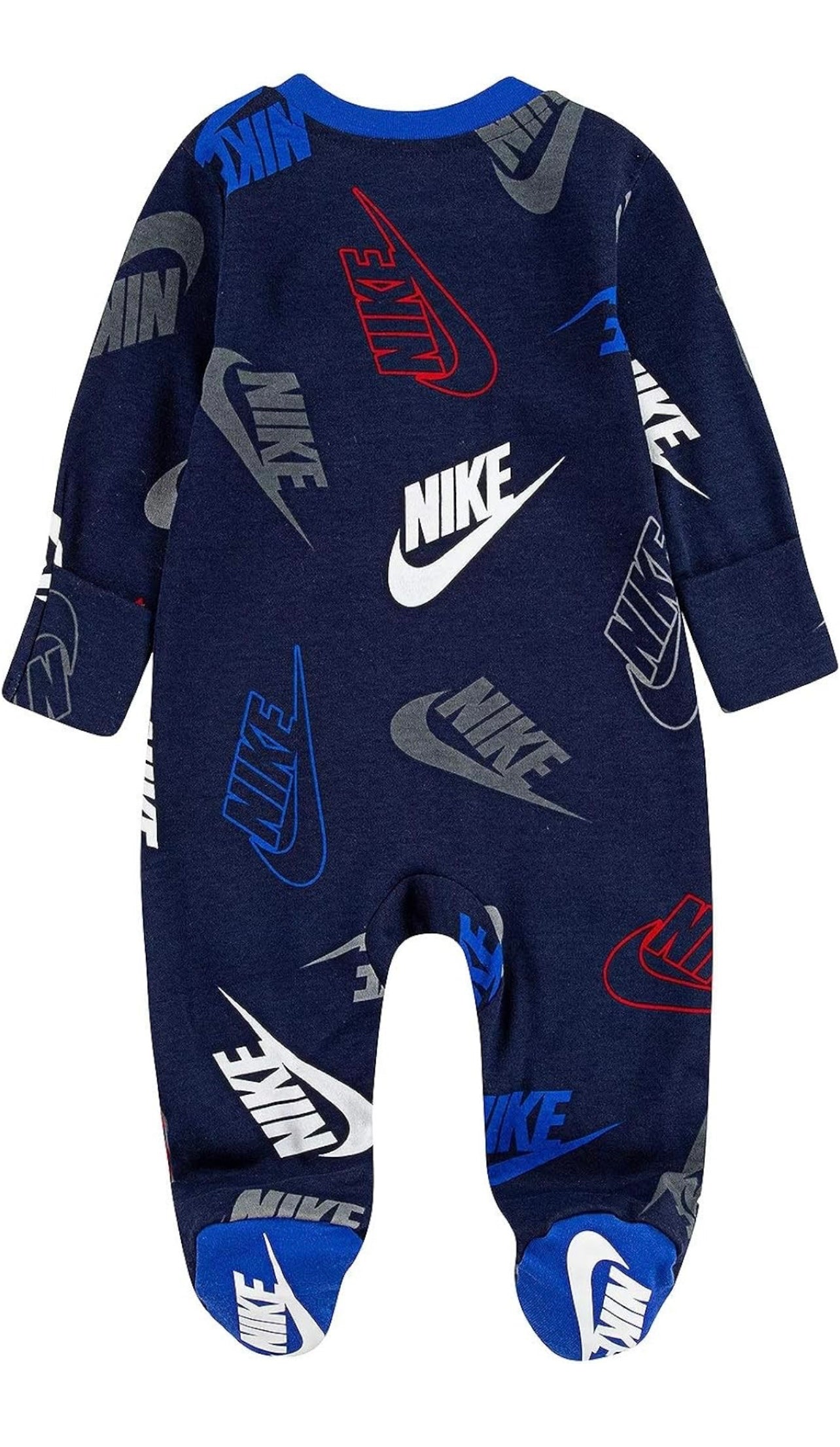 Nike Kids Baby Girl's Sportswear All Over Print Smiley Long Sleeve Footed Coverall (Infant) Rompers - Elite Edge Essentials 