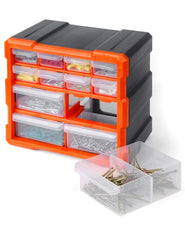 Tactix 320630 12 Drawer Cabinet, Storage & Hardware Parts Organizer, Black/Orange - Elite Edge Essentials 