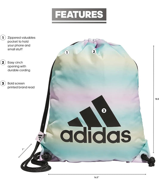 Adidas Ready Sack pack, Gradient Flash Aqua/Black, One Size - Elite Edge Essentials 