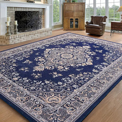 AROGAN Luxury Area Rugs for Living Room, TPR Non Slip Washable Rugs for Bedroom, Soft Vintage Floral Indoor Floor Carpet Rug for Dining Kitchen Office Room Decor Rug for Family