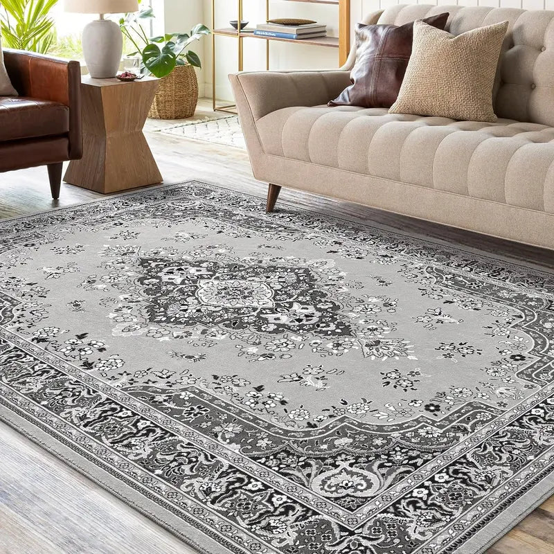 AROGAN Luxury Area Rugs for Living Room, TPR Non Slip Washable Rugs for Bedroom, Soft Vintage Floral Indoor Floor Carpet Rug for Dining Kitchen Office Room Decor Rug for Family