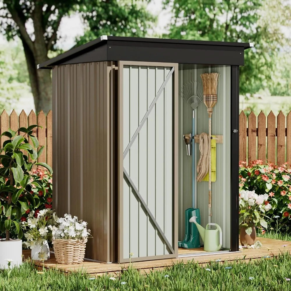 GUNJI 5 x 3 FT Shed Outdoor Storage Metal Garden Shed with Lockable Door Outside Waterproof Tool Shed for Backyard, Patio - Elite Edge Essentials 