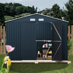 10X12X7.5 FT outdoor steel storage shed with lockable doors,perfect for garden, backyard, and terrace utilities and tool storage - Elite Edge Essentials 