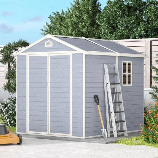 Sheds Outdoor Storage Shed Bikes Prefab Container House Patio Furniture Shed with Floor for Backyard Gray Garden Buildings Home - Elite Edge Essentials 