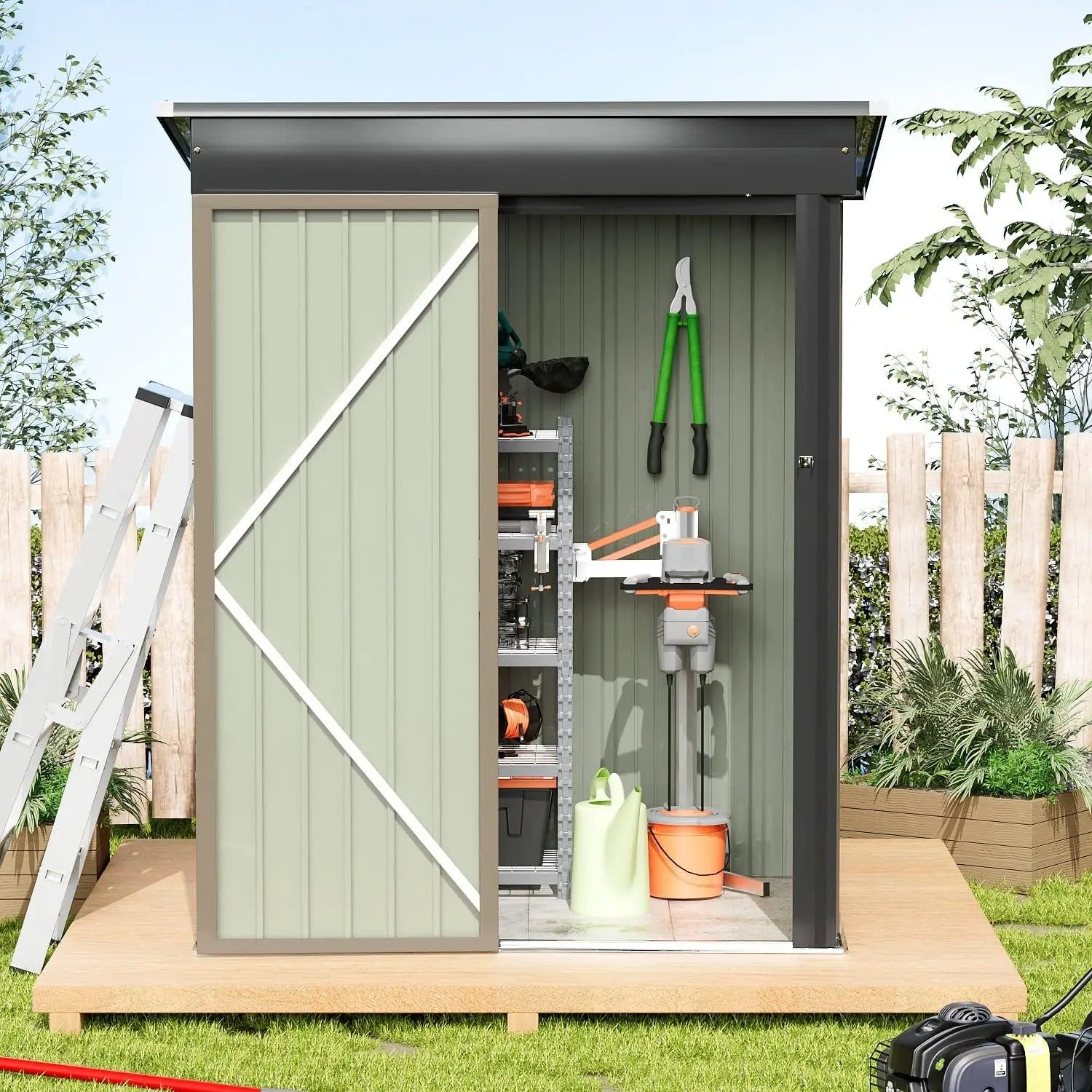 Greesum Metal Outdoor Storage Shed 5FT x 3FT, Steel Utility Tool Shed Storage House with Door & Lock - Elite Edge Essentials 