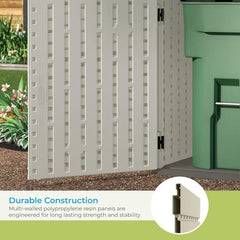 Suncast 5.9 ft. x 3.7 ft Horizontal Stow-Away Storage Shed - Natural Wood-like Outdoor Storage for Trash Cans and Yard Tools - Elite Edge Essentials 